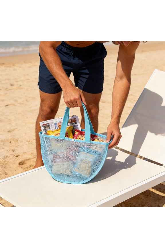 Beach Storage Net Bag, Seashell Storage Bag, Handheld Beach Bag Beach And Seaside Travel Tote Mesh Bag For Summer Vacation