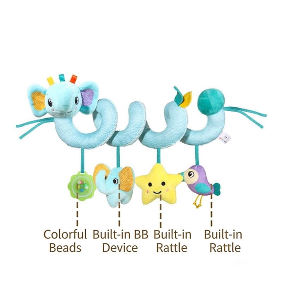 Eolstice Bed Toy, Small Car Hanging Decoration for Baby Crib, Winding Toy Gift for Infant, Plush Car Spinner for Stroller, Sensory Toy for Newborn and Toddler