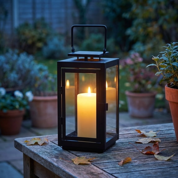 Eolstice Black Metal Candle Holder With LED Flameless Vintage Candle, Hanging Tabletop Lantern, Indoor Outdoor Wedding Patio Home Decorative Lantern