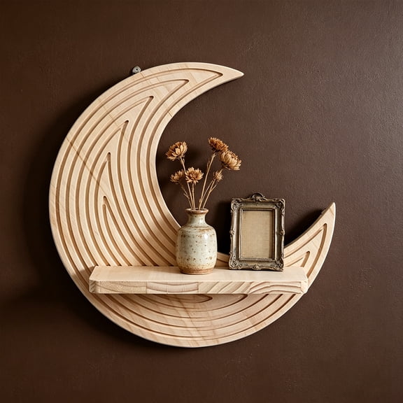 Eolstice Bohemian Star Shaped Wooden Shelf, Wall Mounted Storage Rack, Handcrafted Wood Home Decor For Flower Pot Display, Living Room, Bedroom, Bath Organizer