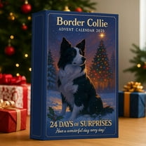 Eolstice Border Collie Advent Calendar, 2025 with 24 Uniquely Dressed Decorations, 2D Flat Christmas Tree Ornaments for Dog Lovers, for Countdown Activities, Gifts(V)