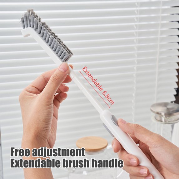 Eolstice Brush Cup Brush Kitchen Sink, Stretchable Long Handle Cleaning Brush, Elbow Brush Cleaner with Hanging Hole, For Bathroom Tile, Tub, Grout Cleaning, Hard to Reach Areas(Gray)