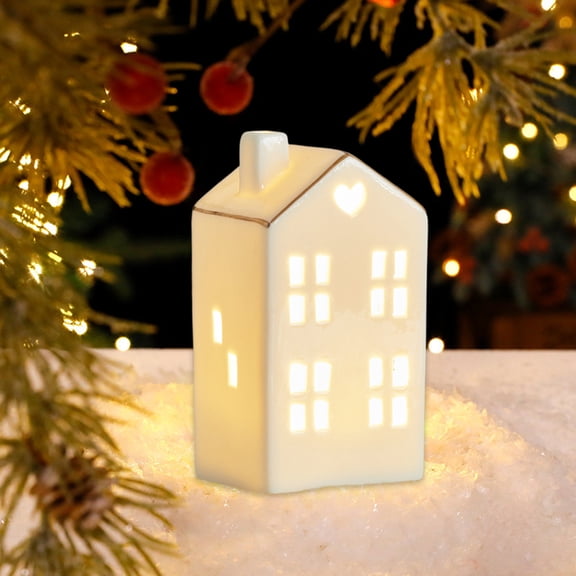 Eolstice Ceramic Christmas Deer Snowman Ornament, Festive Scene Decoration with Old Man Figure, Seasonal Accent for Home and Gift Giving(D)