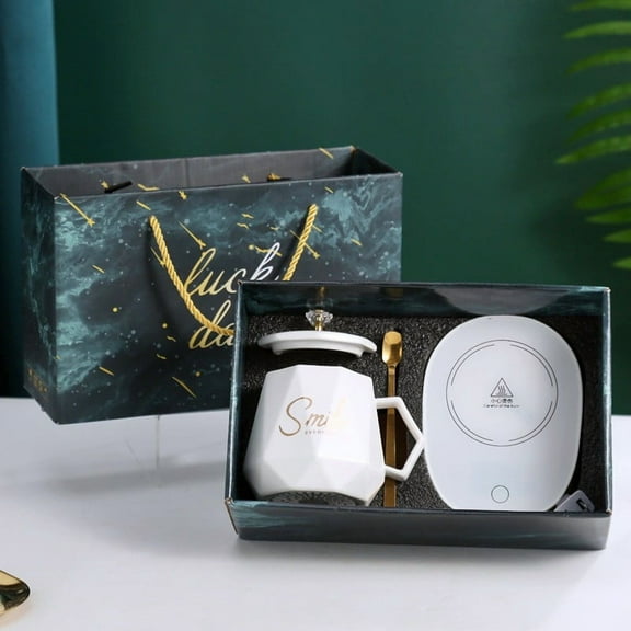 Eolstice Ceramic Mug 55 Degree Constant Temperature Cup, Heated Warm Cup, Constant Temperature Ceramic Mug, Heated Warm Cup for Business Event, Gift, Daily Use(D)