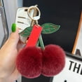 thumbnail image 1 of Eolstice Cherry Fruit Plush Keychain Accessory, Metal Buckle Backpack Decoration, Cute Purse Bag Charm for Girls Women Gift, 1 of 6