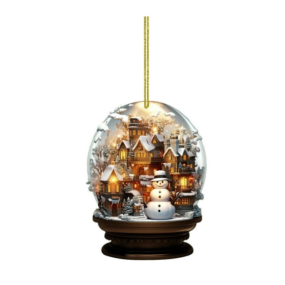 Eolstice Christmas Snowman Acrylic Glass Ball, Snowflake Themed Jewelry Style Ornament, For Tree Decoration Gifts