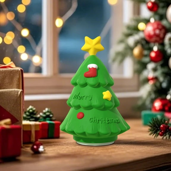 Eolstice Christmas Tree Night Light, Clap On Control with Adjustable Brightness, Battery Powered Bedside Lamp, for Bedroom Decor and Holiday Gift