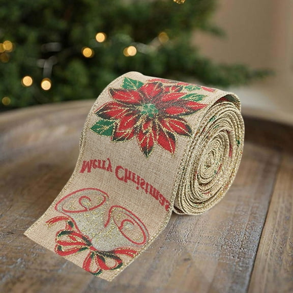 Eolstice Christmas Wired Ribbon Rolls, Metallic Gift Wrapping Ribbon For Crafts, Curling And Bowing Decorative Trim, Holiday Present And Tree Decoration
