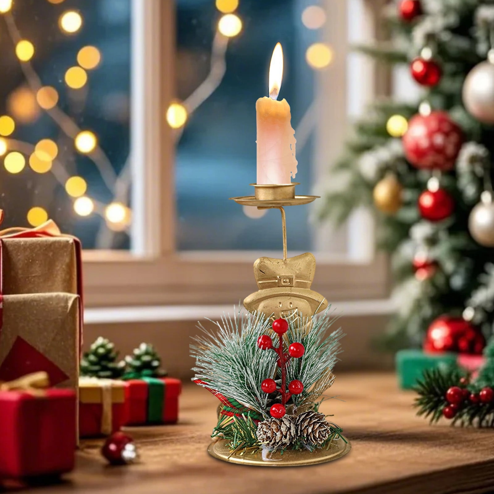 Eolstice Christmas gold wrought iron window display candle tray — free download