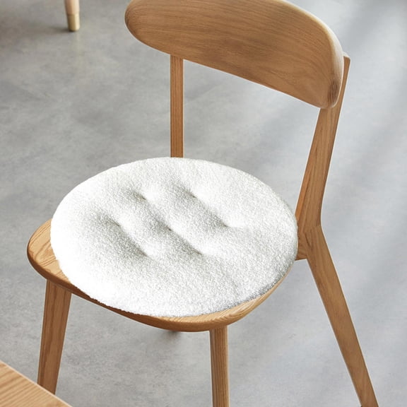 Eolstice Circular Plushs Winter Seat Cushion, Effectively Relieving Discomfort, For Prolonged Sitting, Home Study, Dining Room, Dormitory, Office Use, Soft Pad(White)