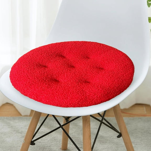 Eolstice Circular Plushs Winter Seat Cushion, Effectively Relieving Discomfort, For Prolonged Sitting, Home Study, Dining Room, Dormitory, Office Use, Soft Pad(Red)