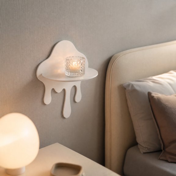 Eolstice Cloud Floating Wall Shelf, Floating Shelves Dripping Shape Decorative Rack, Wall Mount Display Rack, Creative Cloud Shelves, Home Office Decor
