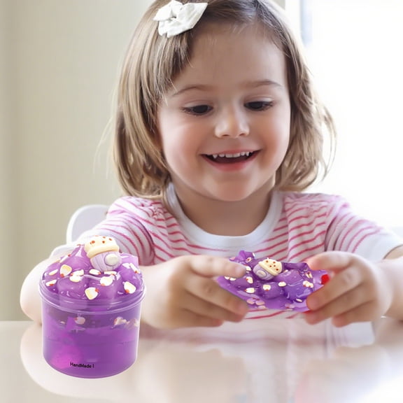 Eolstice Colored Clays Toy, Crystal Mud and DIY Handmade Clays for Creative Play, Noodles Mud Non Sticky for Sensory Activities,Purple