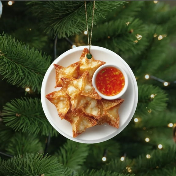 Eolstice Crab Rangoon Ornament, Seafood Lover Gift Ornament, Appetizer Themed Ornament, Crab Rangoon Christmas Decoration For Food Lovers, Chef Gifts, Kitchen Trees
