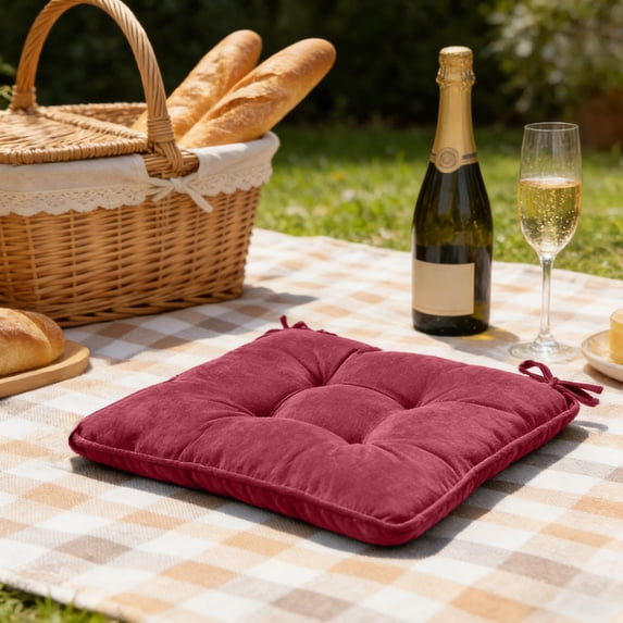 Eolstice Cushion For Chair, Velvet Office Ottoman Floor Mat, Color Chair Cushion with Strap for Outdoor Seating, Home Decor, Comfort Accessory