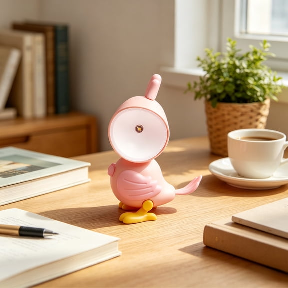 Eolstice Cute Bird Night Light, Cartoon Little Bird Bedside Sleep Lamp, Eye Protection Reading Light for Kids and Student Dorm, Button Battery Operated,Pink