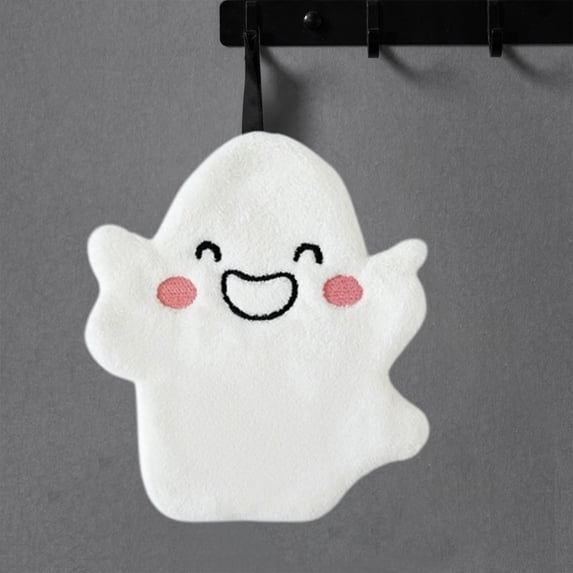 Eolstice Decorative Ghost Face Hand Towel, Thick Absorbent Hanging Bath Towel, Cute Halloween Themed Restroom Kitchen Display Piece