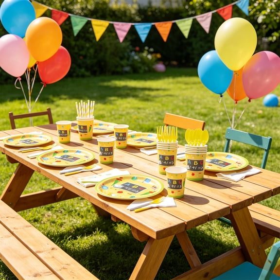 Eolstice Disposable Party Supplies Set, Paper Cups Plates Napkins Combo, Seasonal Themed Tableware for Birthday Picnic BBQ Ambience Decoration,Yellow