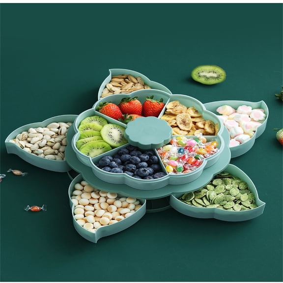 Eolstice Divided Serving Tray That Spins, Perfect For Snacks Dips Appetizers, Rotating Party Platter, for Entertaining, Holidays, Sturdy
