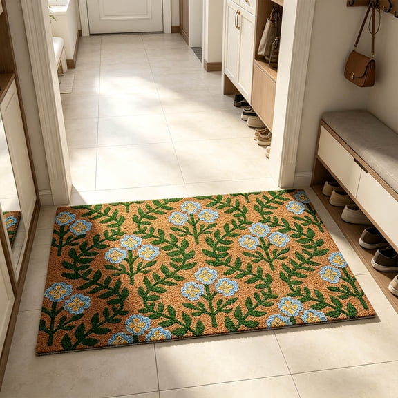 Eolstice Door Mat Outdoor Indoor, Non-Slip Floor Mat for Entryway, Printed Spaghetti Design Durable Fabric, For Patio Kitchen Garage