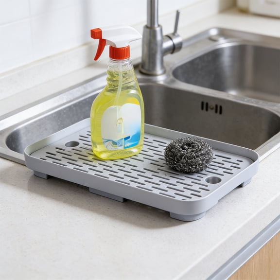 Eolstice Double Layer Drainage Tray Food Grade Plastic Multipurpose Drying Mat, Countertop Drain Board, Kitchen Drying Rack for Tea Cups Utensils Soap