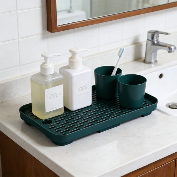 Eolstice Double Layer Drainage Tray Food Grade Plastic Multipurpose Drying Mat, Countertop Drain Board, Kitchen Drying Rack for Tea Cups Utensils Soap