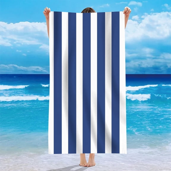 Eolstice Dry Striped Beach Towel, Microfiber Sand-Free Towel, Soft Absorbent Cabana Stripe Pool Towel For Adults Travel Swimming Camping And Outdoor Lounge