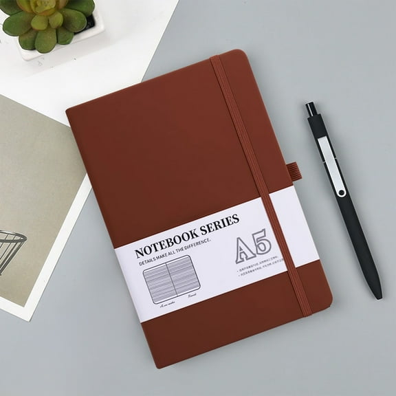 Eolstice Durable Sturdy Hard Leather Cover Notebook with Inner Pockets, Lined Writing Diary, 200-Page Thick Paper for Work Notes and Office Use, Professional Organization Tool