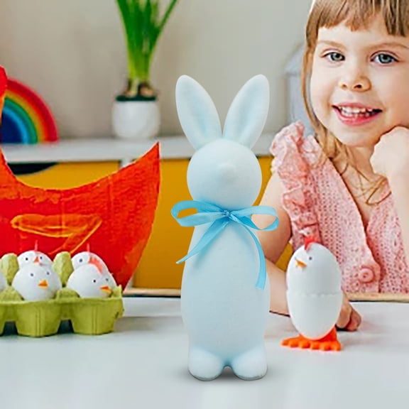 Eolstice Easter Bunny Statue With Bow, Standing Bunny Simulation Knot, High End Garden Decoration, for Home, Garden Courtyard, Spring, Outdoor Decor(Blue)