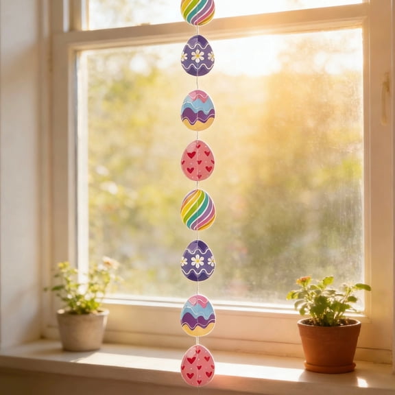 Eolstice Easter Egg Party Decoration Arrangement, Window Treatments Props for Home Decor, Table Setting, Hanging Display, Spring Festival, Holiday Backdrop(B)