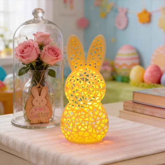Eolstice Easter Hollow Rabbits Lamp, Festive Bunny Party Decoration, Light Up Bunny Lantern, for Table, Mantel, Centerpiece, Spring Atmosphere, Battery Operated(Yellow)