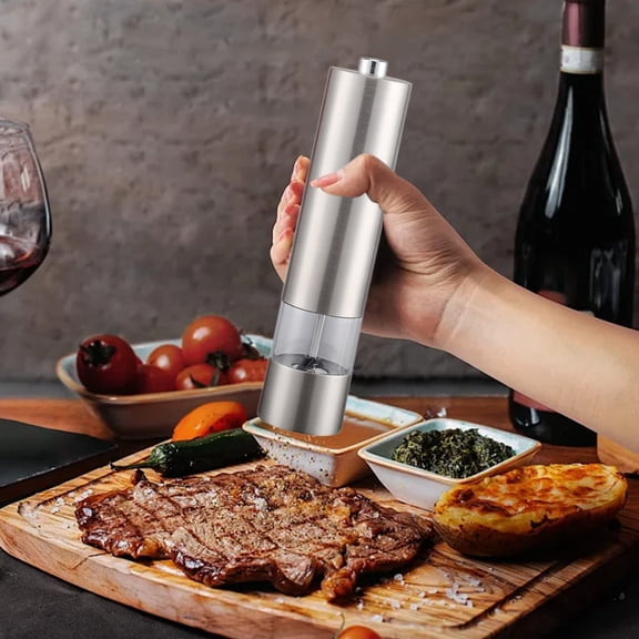 Eolstice Electric Pepper Grinder Mill, Multifunctional Stainless Steel Powered Grinder, For Peppercorns, Sea Salt, Spices, Kitchen Gadget, Food Grinding Bottle