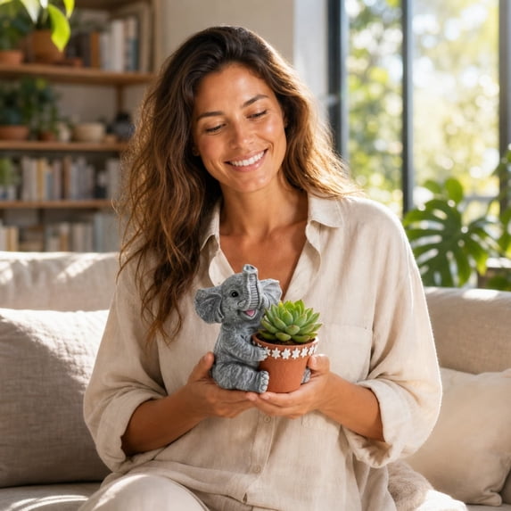 Eolstice Elephant Flower Pots, Cute Mini Planter For Small Plants, Cactus, Indoor Outdoor Home Office Desk Tabletop Decoration, Great Gift Idea