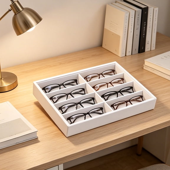 Eolstice Eyeglasses Storage Tray, 8 Slot Velvet Organizer, Multi Lattice Sunglasses Display Case Insert, Glasses Container for Optical Shop, Drawer, and Counter