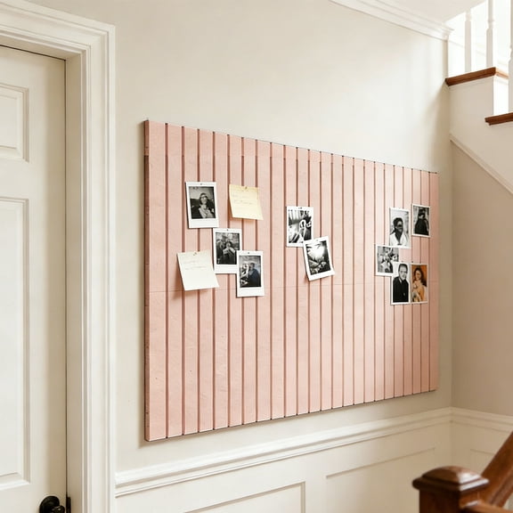 Eolstice Fabric Bulletin Board 6 Pack Perpendicular Fluted, Peel and Stick No Nails Photo Note Pin Board, for Home Office Living Room Entryway Wall Decor,Pink