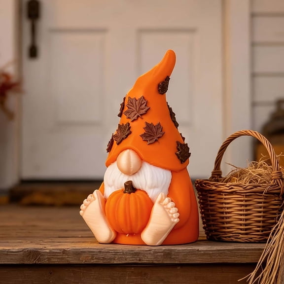 Eolstice Fall Pumpkin Gnome Figurine, Maple Leaf Tomte Dwarf Statue, Autumn Halloween Table Shelf Ornament, Thanksgiving Table Centerpiece Gift