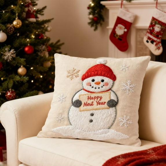 Eolstice Festive Christmas Decorative Linen Pillows Cover, Linen Animal Pillow Cover, Graphic Print Cushion Case for Christmas Decor, Home Accent, Gift(C)