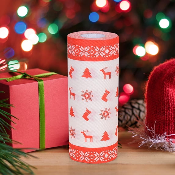 Eolstice Festive Christmas Print Kitchen Paper Towels, Highly Absorbent & Grease Resistant Disposable Towels, For Cooking Baking Cleaning Spill Protection Home Use