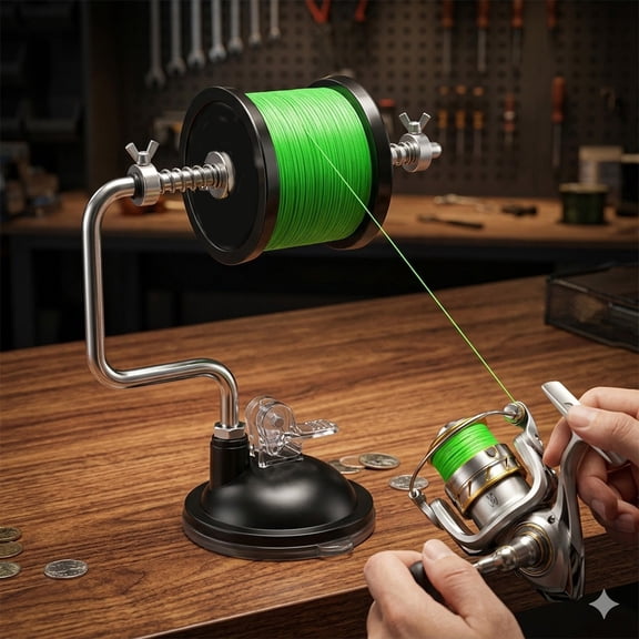 Eolstice Fishing Line Spooler, Portable Spooling Station with Adjustable Tension, Suction Cup Clamp Base, No Line Twist Tool for Spinning Casting Reels