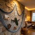 thumbnail image 1 of Eolstice Fishing Net Decoration, Coastal Style Wall Hanging, Nautical Rope Net for Beach Theme Decor, Perfect for Photo Backdrop, Bedroom, Living Room, Party Wall Display(Blue), 1 of 7