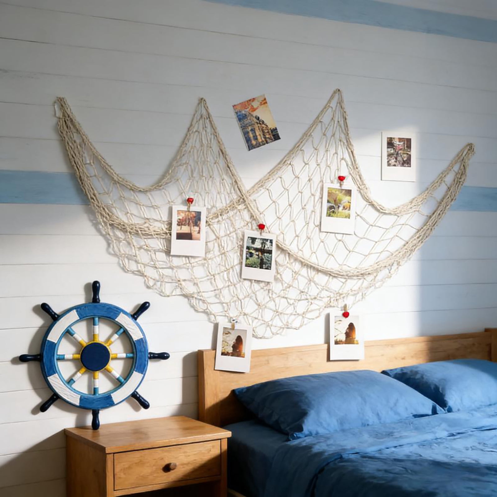 Eolstice Fishing Net Decoration, Coastal Style Wall Hanging, Nautical