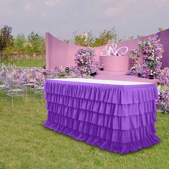 Eolstice Five-Layer Pleated Party Tablecloth, Versatile Shape Table Cover, Festive Celebration Decoration, Home Event Accessory