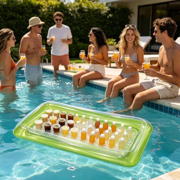 Eolstice Floating Pool Bar, Inflatable Buoyancy Drink Tray, Ice and Fruit Cooler, PVC Cup Holder, Summer Water Entertainment, Beach Lake Pool Float