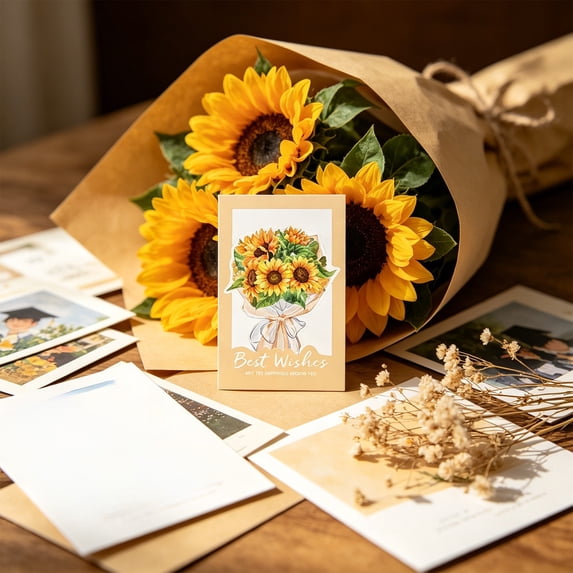 Eolstice Flower Bouquet Greeting Cards Set, Hollow Out Design, Best Wishes Note Cards with Envelopes, for Friends, Floral Stationery Set, Blank Inside