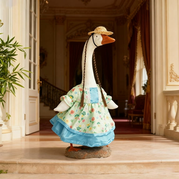 Eolstice Flower Gooses Outfit Clothes, Plastic Porch Goose Clothes, Garden Decoration Goose Attire, Seasonal Yard Goose Decor, Sturdy Outdoor Goose Costume(A)