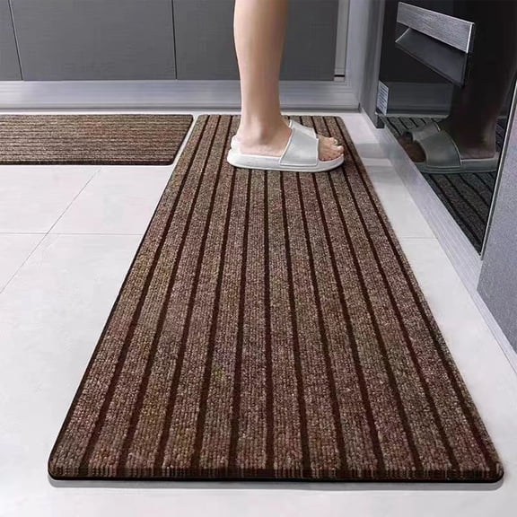 Eolstice Fluffy Shaggy Runner Rug, 16x72 Inches Extra Thick Foot Mat, Non Slip Latex Backing, High Pile Absorbent Carpet for Bathroom, Laundry Room Entryway,Brown