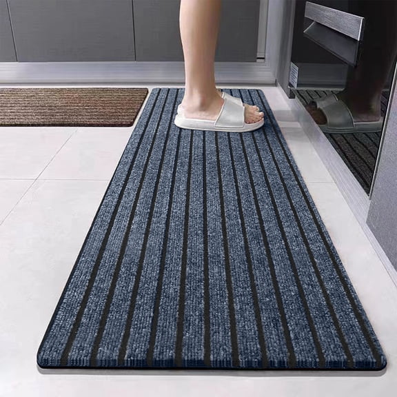Eolstice Fluffy Shaggy Runner Rug, 16x72 Inches Extra Thick Foot Mat, Non Slip Latex Backing, High Pile Absorbent Carpet for Bathroom, Laundry Room Entryway,Gray
