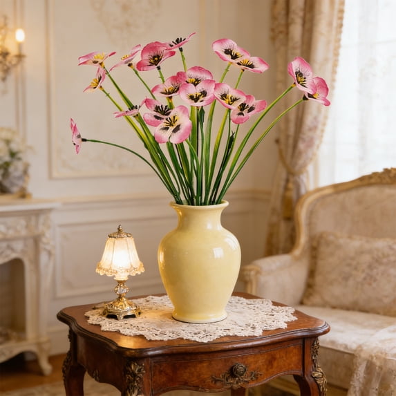 Eolstice Forked Spring Grass Pansy Home Decor, Wedding Decorations Artificial Flowers, Floral Picks for Arrangements, for Vase, Centerpiece, Crafting
