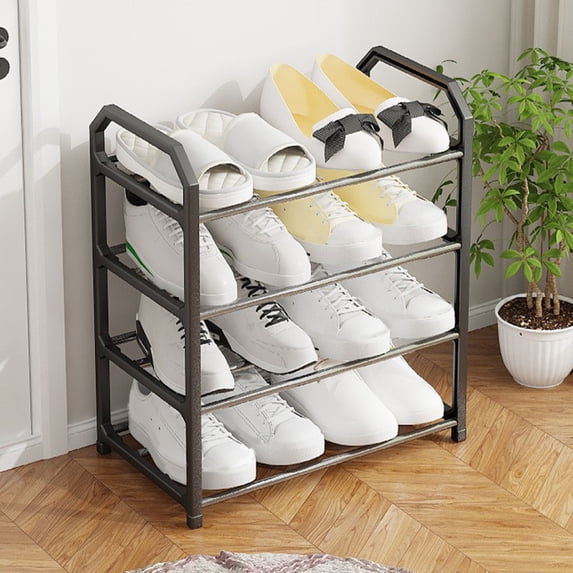 Eolstice Four Tier Shoe Rack Organizer, Closet Entryway Storage Solution, Daily Use Bedroom Organization, Space Saving Design