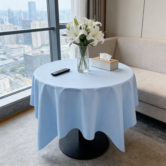 Eolstice A Fresh And Elegant Solid-color Tablecloth, Round Dining Table Decoration Cloth, Holiday and Birthday Party Table Cover, for Home Gatherings, Washable(Blue)
